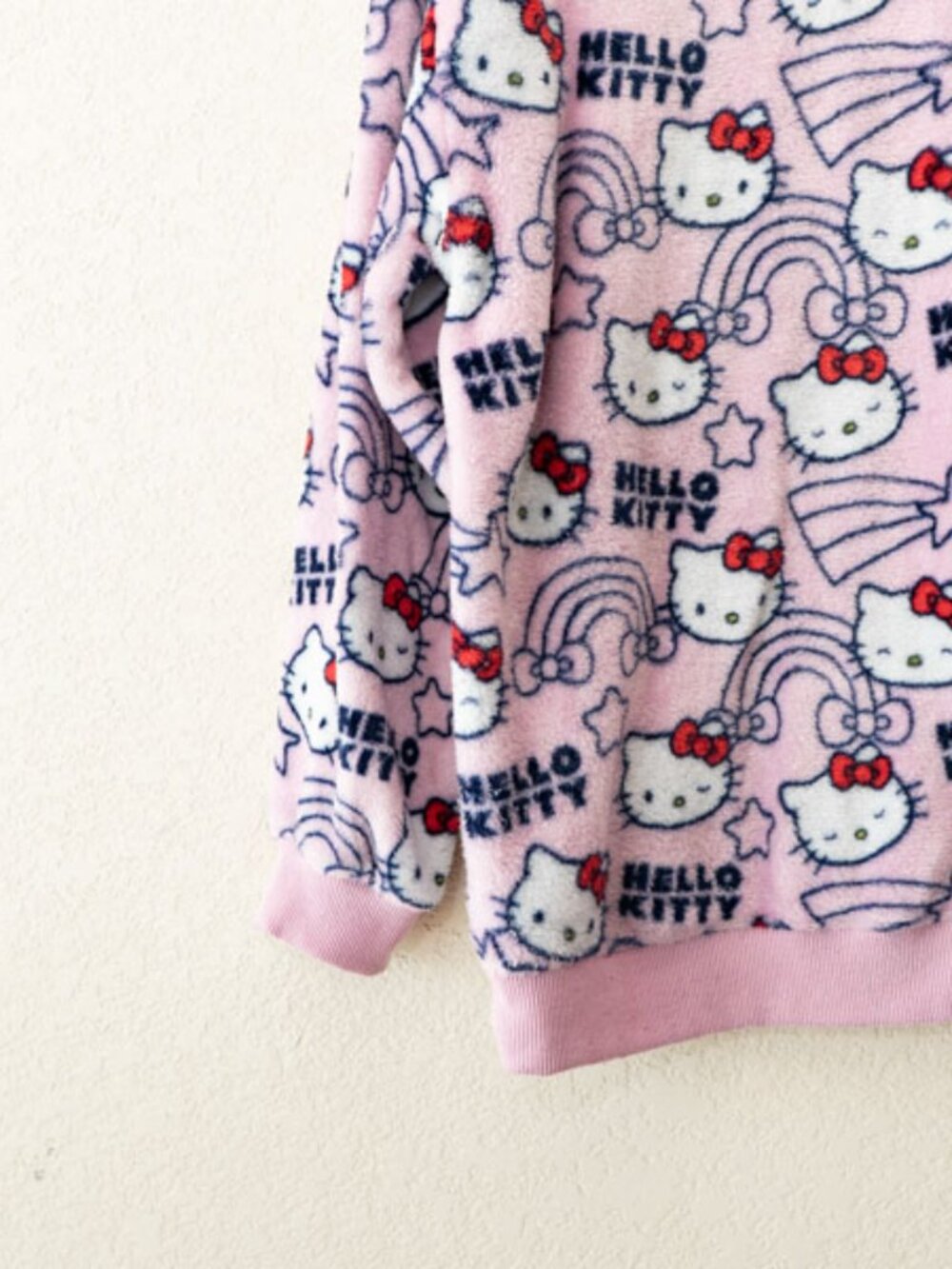 Hello Kitty Sanrio Plush Sweatshirt Womens M Pink Fleece Oversized Kawaii Cozy - Picture 10 of 11